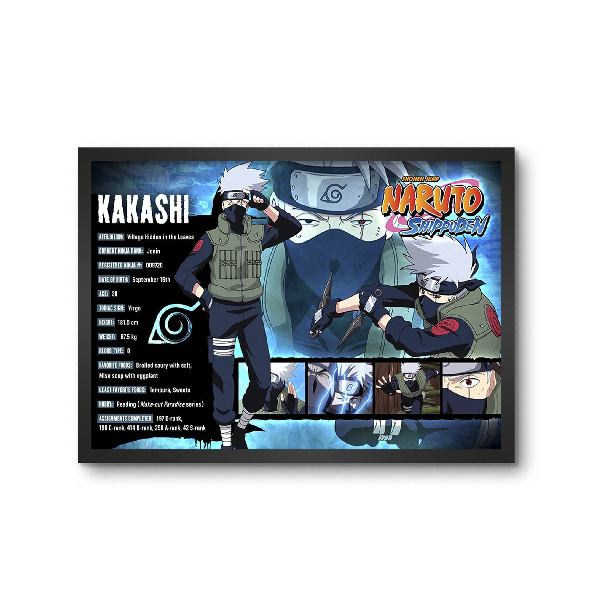 NARUTO Black Framed Poster (8x12 Inches) For Anime Naruto Fans