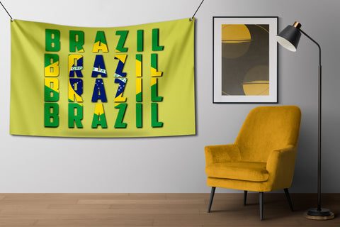 Brazil Football Team For Win Flag