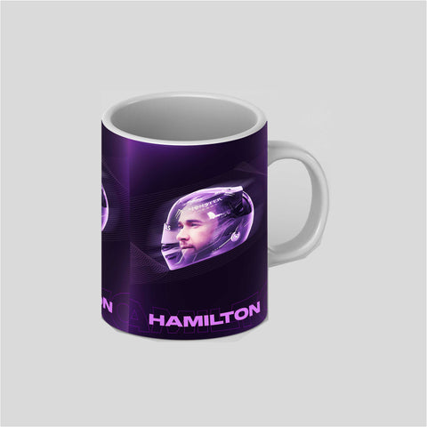 Lewis Hamilton Face Helmet Art 2022 White Ceramic Mug