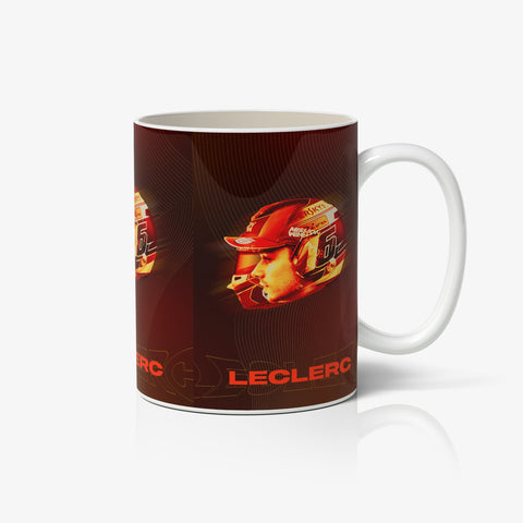 Charles Leclerc Face Helmet Art 2022 White Ceramic Mug