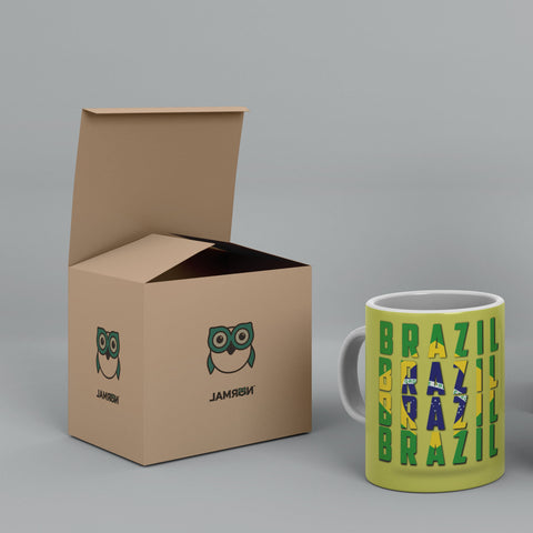 Brazil Football Team For Win White Ceramic Mug