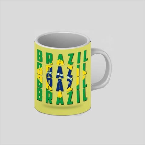 Brazil Football Team For Win White Ceramic Mug